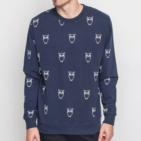 Knowledge Organic Cotton Apparel Sweatshirt Owl Print Navy - Picture 1 of 6